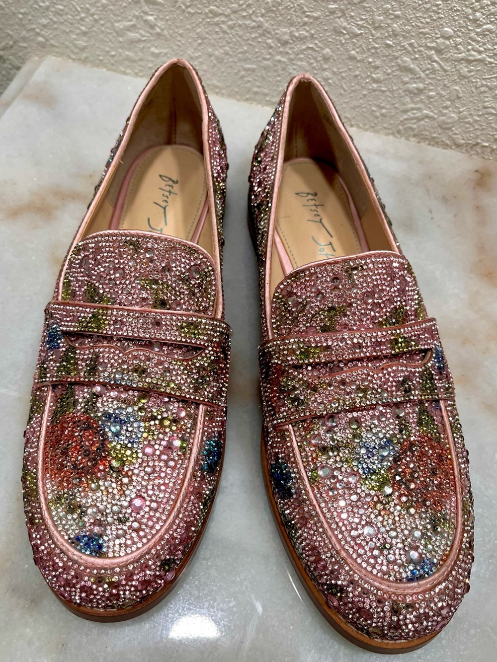 Betsey Johnson ARON Floral Multi Rhinestone Loafers Women’s 8 NWOT - Picture 2 of 6